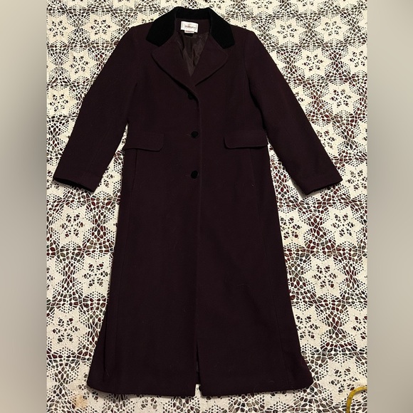 Worthington Dark Burgundy Pea Coat with Black Accents - Picture 2 of 8